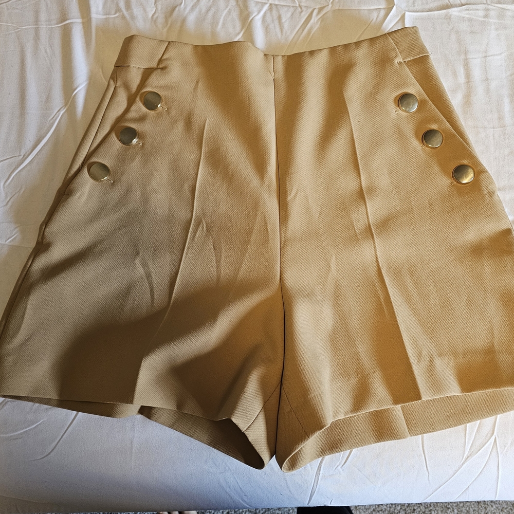 Zara High Waist Tan Tailored Shorts